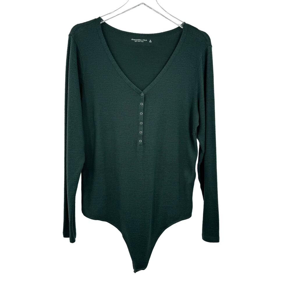 Abercrombie & Fitch Dark Green Long Sleeve Henley Bodysuit